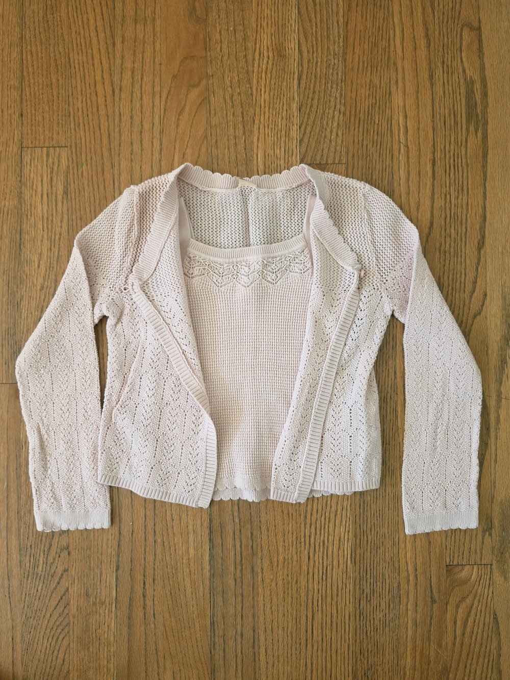 OshKosh Light Pink Open-Front Knit Cardigan with Camisole Size 6